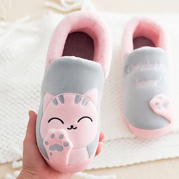 

Women's cotton slippers couple home winter bag with indoor cute warm autumn and winter non-slip men and women fur cotton shoes