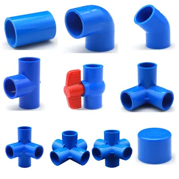 

PVC Pipe Fittings Blue Union End Cap Ball Valve Elbow Tee 5 6 Way Water Supply Connector Plastic Joint Irrigation Water Parts