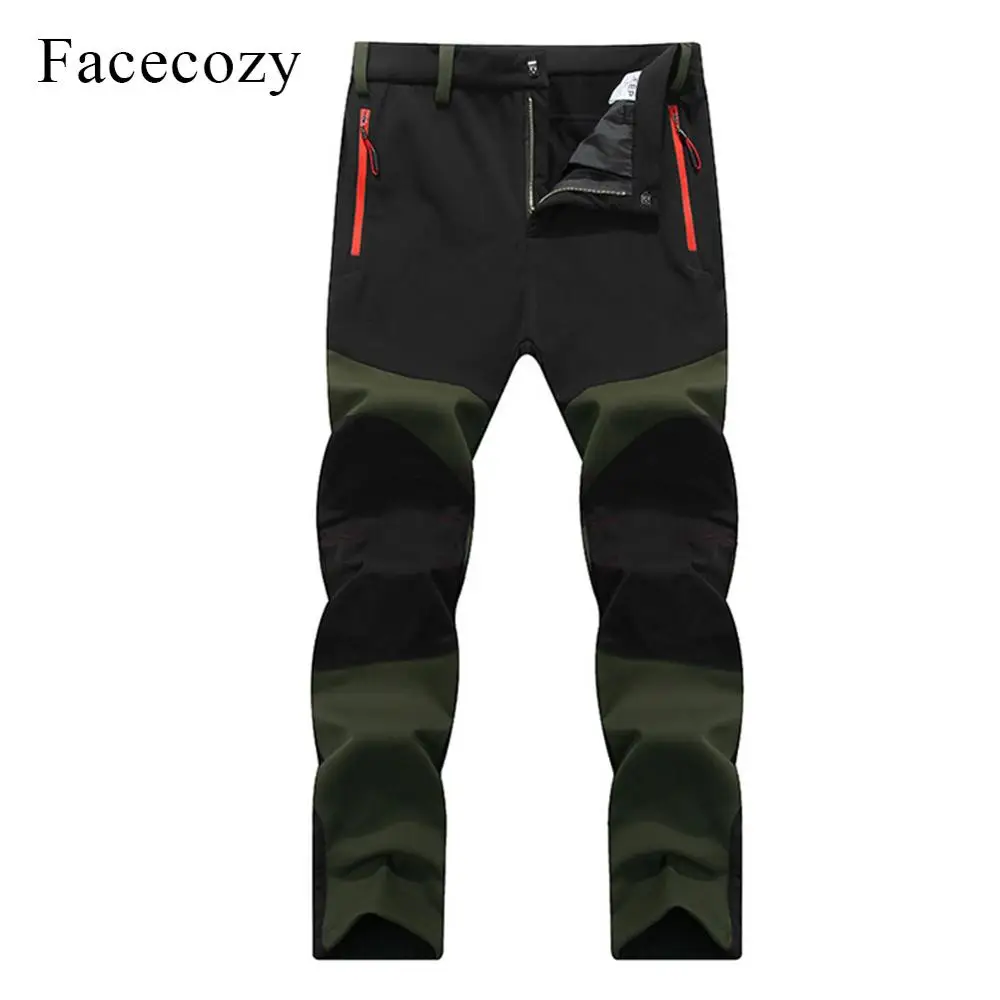 Green Facecozy, мужские флисовые треккинговые походные брюки, зимние уличные водонепроницаемые флисовые походные мужские спортивные брюки для охоты и рыбалки - Цвет: Green