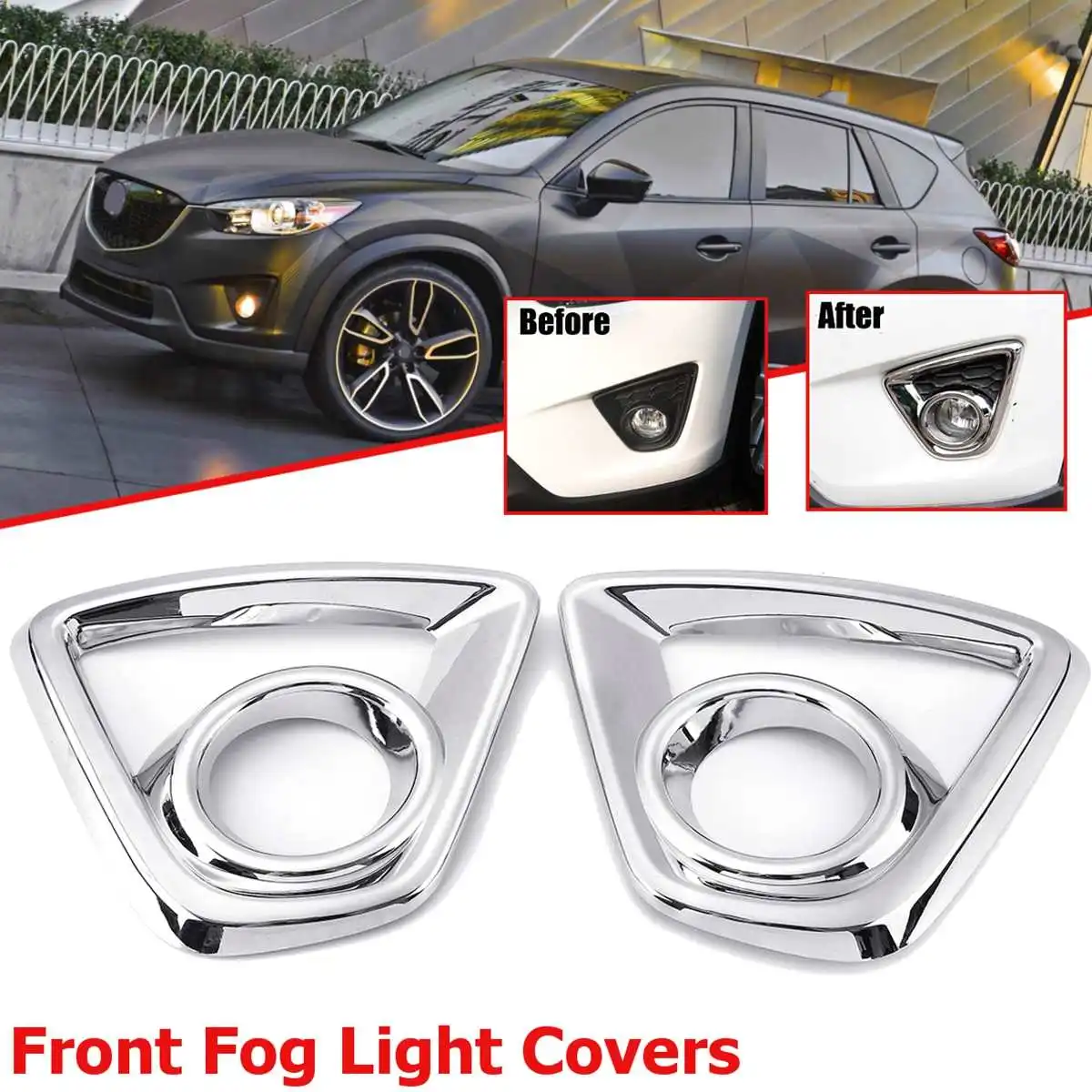 Cena Zderzak światła przeciwmgielne Chrome dodatek do Mazda Cx 5 Cx5 2013 2014 2015 2016 samochodów światła tylne klosz do lampy wykończenie ramy stylizacja pokrywy