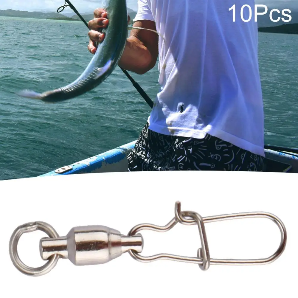 Stainless Steel with Snap Fishhook Lure Swivels Fishing Connector Pin Bearing Rolling Swivel Fishing Tackle 10Pcs,fishing swivels,fishing tools,fishing tool,fishing accessories,fishing tackle