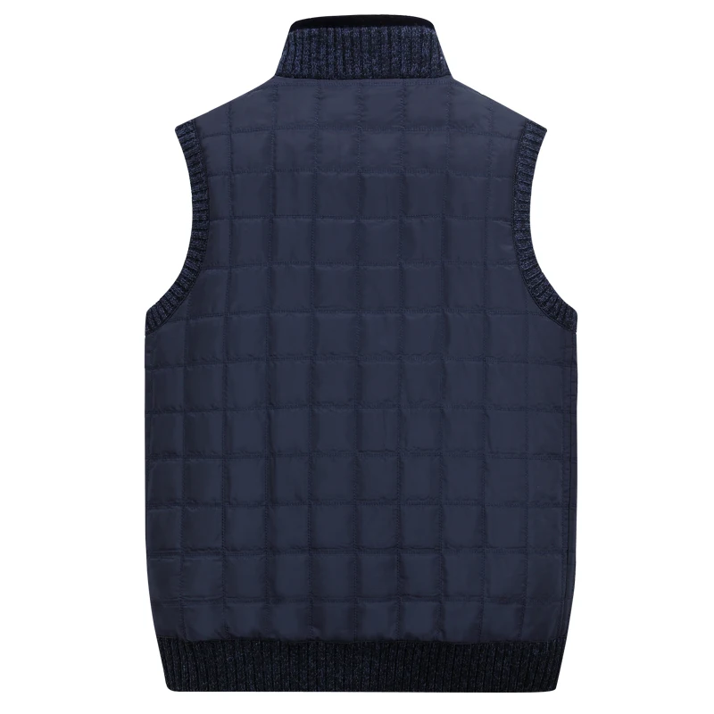 

Зимний свитер без рукавов, кардиган, толстые теплые мужские жилеты, мужские куртки с воротником-стойкой, Безрукавки на молнии, искусственная модель 6XL