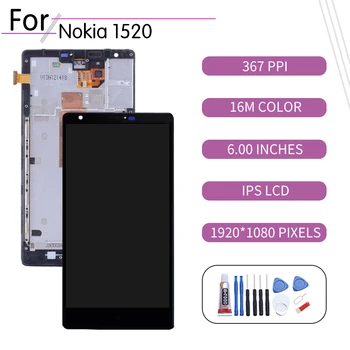 

Original For Nokia Lumia 1520 LCD Touch Screen Digitizer Assembly For Nokia 1520 Display with Frame Replacement RM-938 RM-940