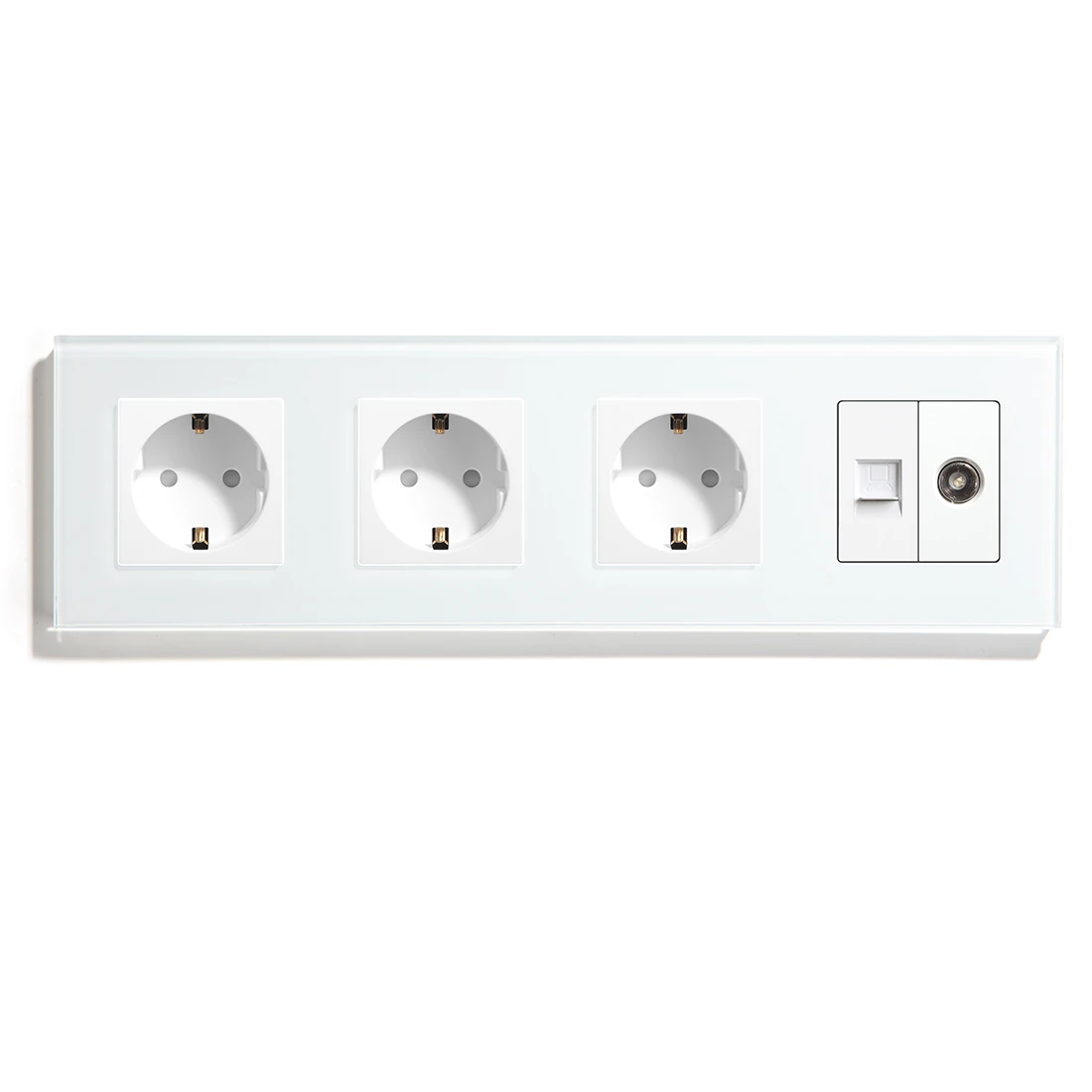 Bseed enchufe de pared Triple para TV, Internet en el ordenador estándar de la UE y Rusia con enchufe, Panel de cristal, blanco y negro, mejorar el hogar|Enchufes eléctricos| - AliExpress
