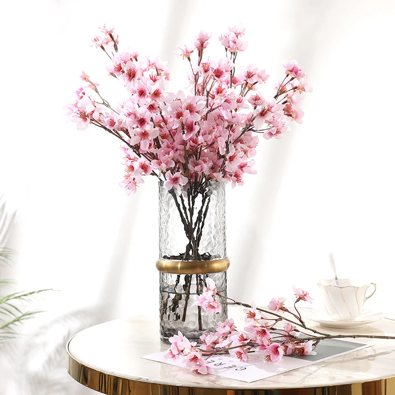 Artificial Flower Peach Blossom Short Branch Silk Cherry Blossoms Home Outdoor Office Decor Fake Fall Decorations | Дом и сад