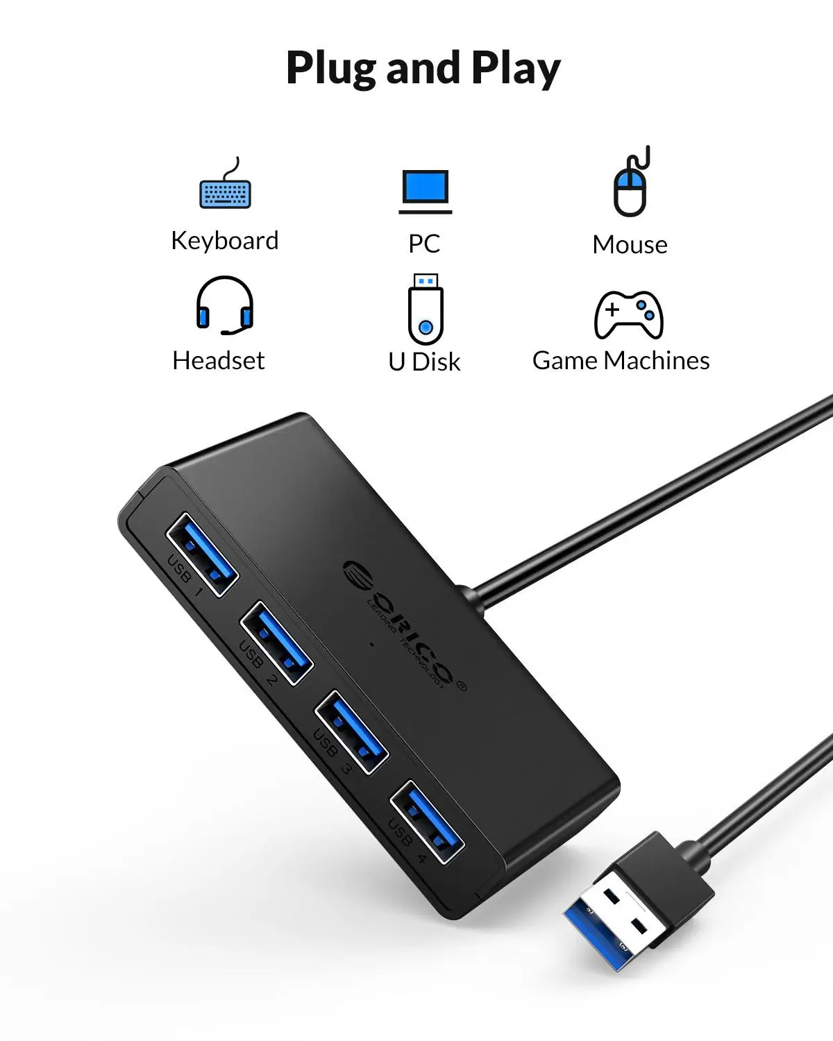 ORICO usb хаб 4 порта USB 3 0 разветвитель с микро портом питания несколько