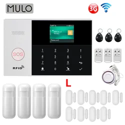 MULO Wifi 3G Alarm System 433MHz Home Burglar Security with Motion Sensors Remote Control 11 Languages Wireless Alarm System