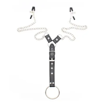 Sex Games Bdsm Bondage Chain Nipple Clamps with Penis Ring Cock Rings for Men Sex Harness Restraints Adult Games Exotic Sex Toys 2