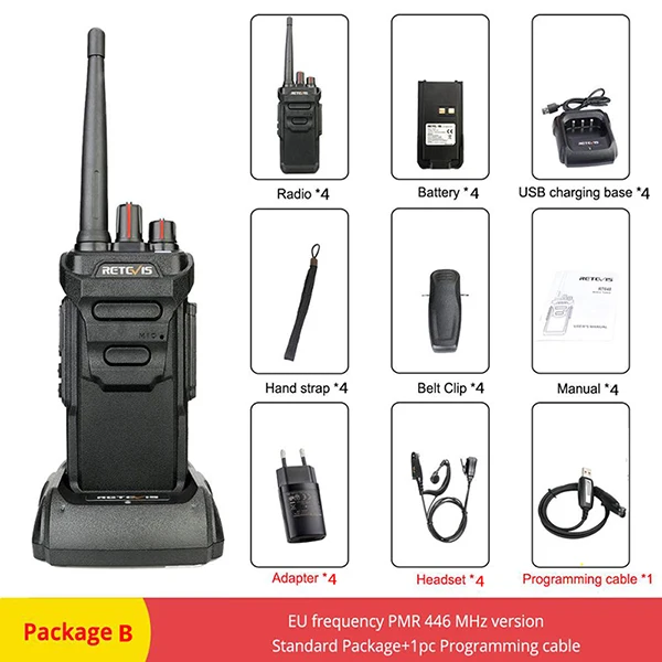 4 шт. RETEVIS RT48/RT648 IP67 водонепроницаемый Walkie Talkie плавающий PMR радио VOX 2 Way Радио Comunicador с динамик для Baofeng - Цвет: Package B