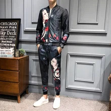 Loldeal Clothing Ropa Hombre De Marca Designer Print Tracksuit Men Girl Face Print Jogginganzug Herren (Jacket+sweatpant)