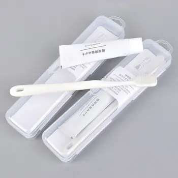 

Japanese Minimalist Adult White Toothbrush With Toothpaste Set Travel Portable Soft Bristles Manual Oral Care Cleaning Tools Kit