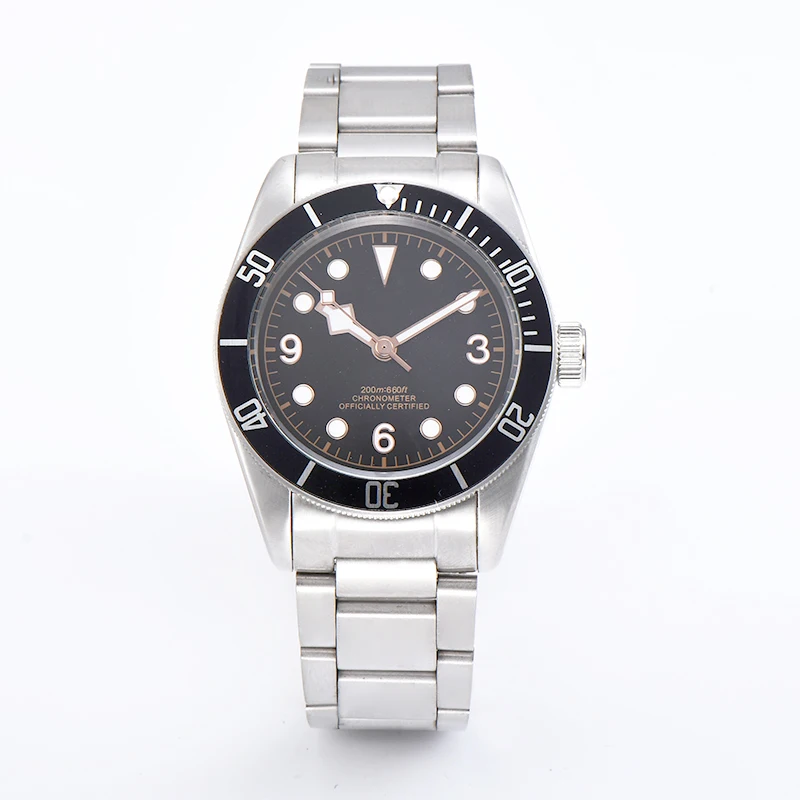 

Corgeut 41MM Sterile Black Dial Gold Mark SS Case black Bezel Sapphire Glass stainless steel strap Automatic mens watches