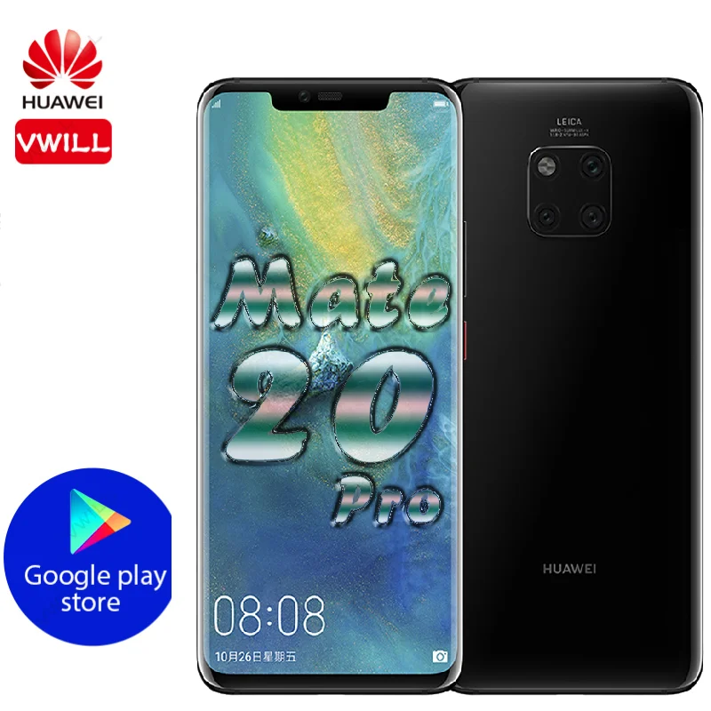 huawei mate 20 Pro, 6 ГБ, 128 ГБ, мобильный телефон kirin 980, четыре ядра, 6,39 дюймов, OLED, Android 9,0, 4200 мАч, IP68