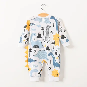 

New Autumn Bodysuit Children Jumpsuit Outfits Boys Girls Romper Infant Cartoon Dinosaur Print Long Sleeve 2019 Newest