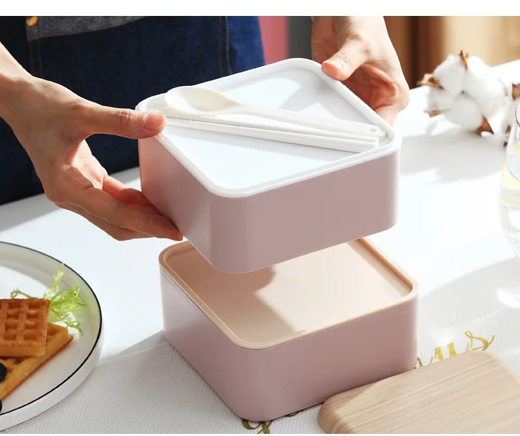 Bento Box Ланч-бокс 2 яруса-нетоксичный Bento box для детей и взрослых-герметичный, микроволновый нагрев