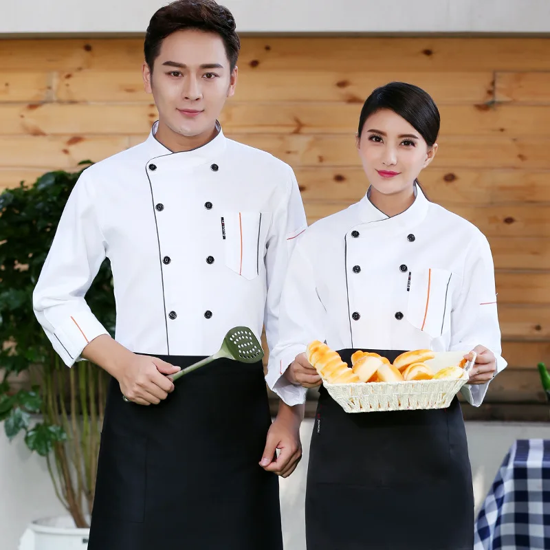 New Chef Uniform Unisex Clothes Bakery Restaurant Kitchen Work Wear Long Sleeves Breathable Hotel Cooks Jacket Food Service |