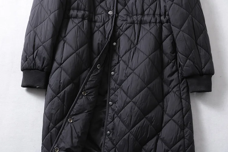 

Kb03 Stand Collar Long Sleeve Rhombus Quilting Line Drawstring Mid-length Cotton-padded Clothes