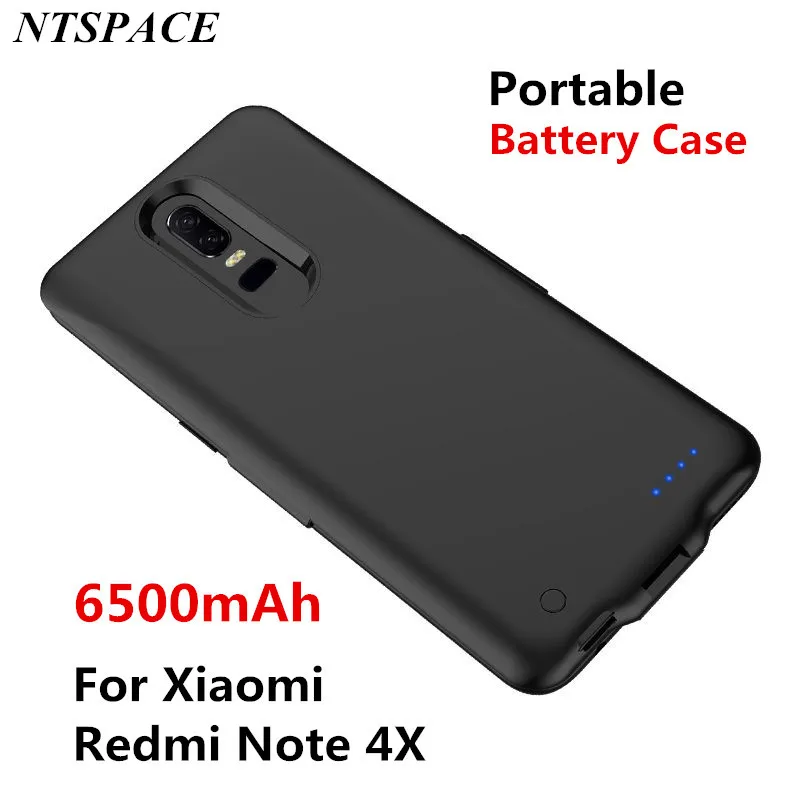 

Portable Power Bank cover For Xiaomi Redmi Note 4X Backup Phone Charging Case 6500mAh External Battery Power Charger Case