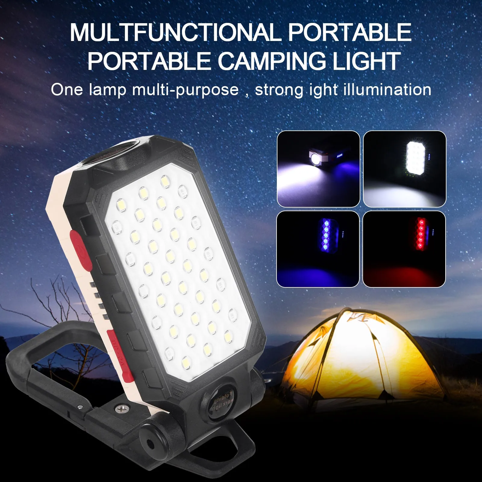 Portable Flashlights Usb Rechargeable Cob Led Work Light Waterproof Camping Light