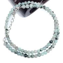 Elegant Multi - Stone Beaded Necklace with Amazonite, Agate, Alabaster, and Lava Stones - 38 - 40CM (Tianshan Orchid)