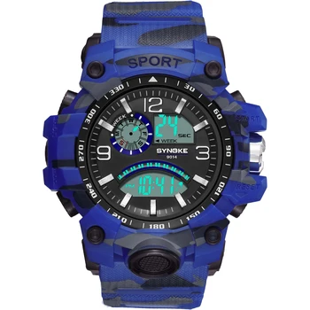 

SYNOKE Men's Digital Watches Camouflage Outdoor Sport Watch Alarm Man Clock 3Bar Waterproof Male Electronic Wristwatches 2019 G
