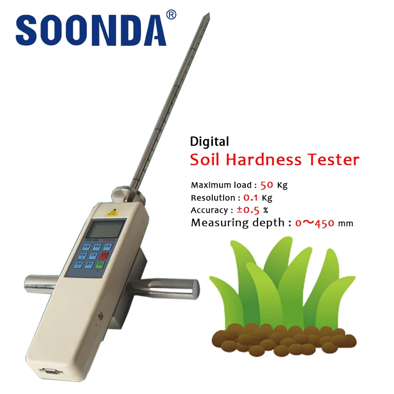 

Digital Soil Hardness Tester Penetrometer Gravity Acceleration Setting Function High-Precision 50Kg Maximum Load 0-450mm Depth