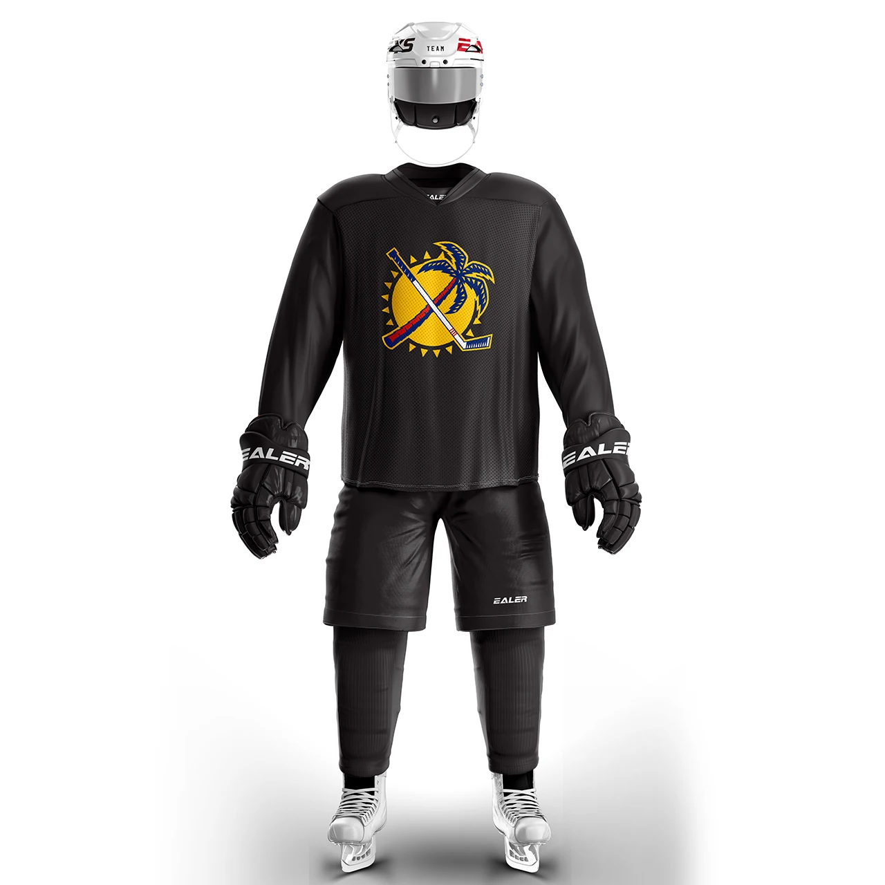 thumbnail image 1 of Camiseta de práctica de hockey sobre hielo personalizada, negra, ligera, delgada y transpirable, de alta calidad, serie H80 y camiseta de calle grande (todos los tamaños), 1 of 5