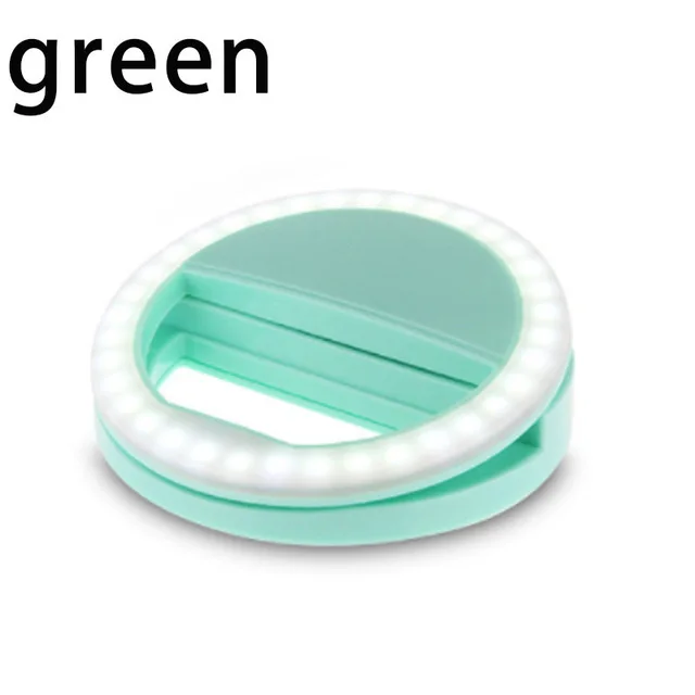 Green without Mirror Светодиодный светильник для мобильного телефона с кольцом для селфи, артефакт, студийное кольцо для студийной съемки, светящаяся вспышка для всех смартфонов - Цвет: Green without Mirror