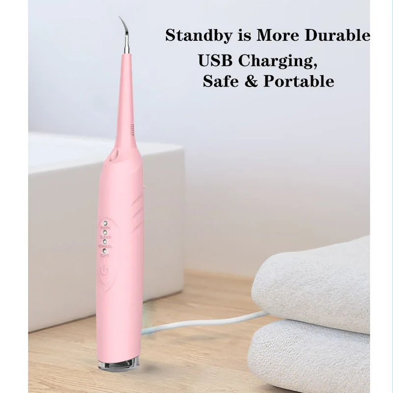 Электрический звуковой отбеливание зубов 3 режима стоматологический USB портативный скалер Ультра звуковой оральный от зубных пятен зубной камень Calculus инструмент для удаления - Цвет: Pink