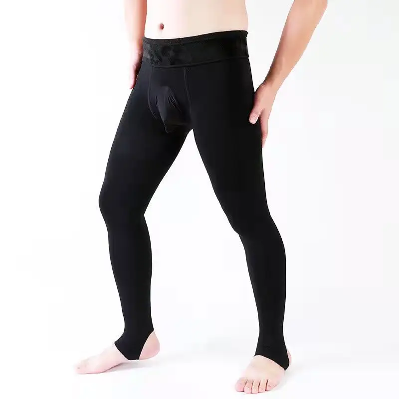 Herren Fleece-gefütterte Leggings Winter Warme Dicke Thermo-Strumpfhose Schrittfreie Männliche Verdickte Kompressions-Leggings – Detail 4