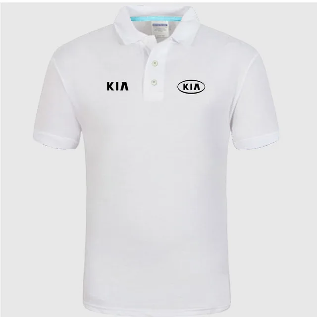 Высокое качество, логотип Kia Polo, Классическая брендовая мужская рубашка поло, мужская повседневная однотонная хлопковая рубашка поло с коротким рукавом d