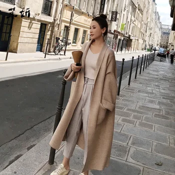 

Elegant Winter Winter Coats Loose knit Cardigan Woolen Sweater Oversized Extra Soft High-end Cardigan Knitting Coat for Women