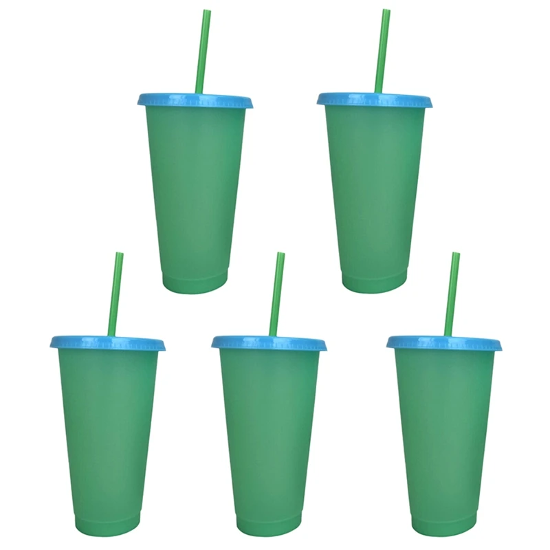 5Pcs/Set Reusable Plastic Temperature Color Changing Cold Cup Summer Drink Water Mug