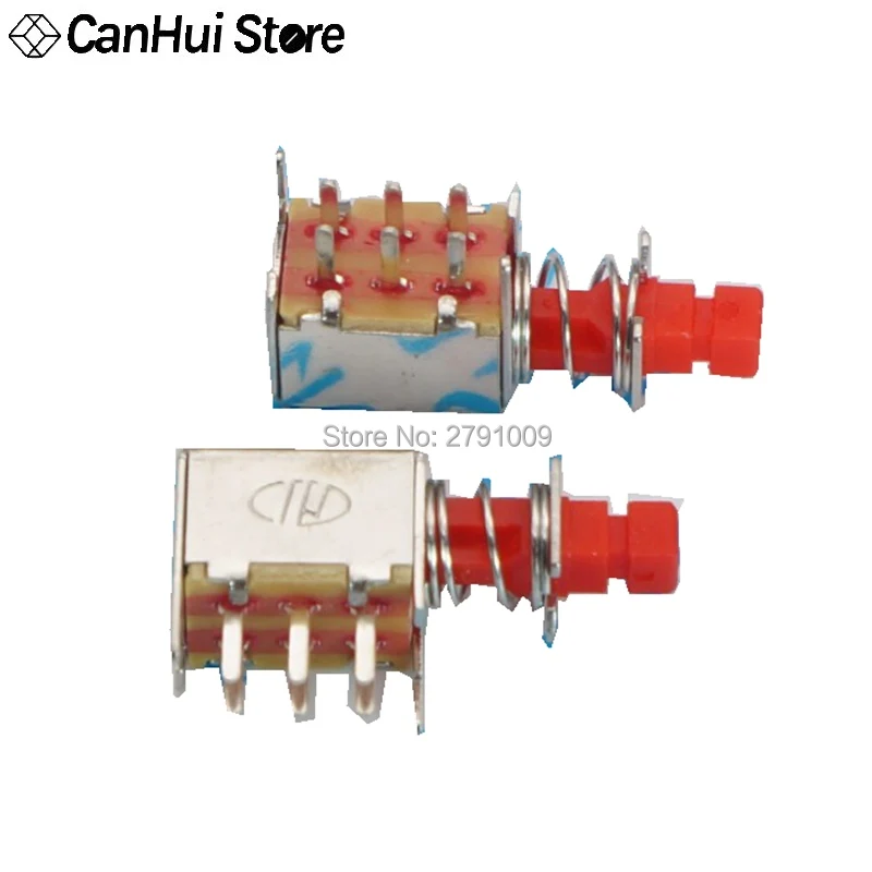 

10Pcs Directly KeySwitch A03 PS-22F03 6pins Self-locking Red Straight Key Push Button Switch Power Switch with Spring Hot New