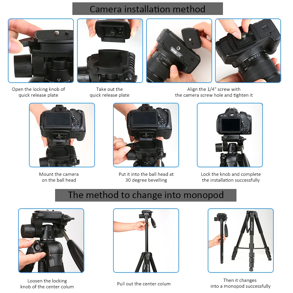 Andoer TTT-663N легкий штатив для путешествий для камеры для фотосъемки ...