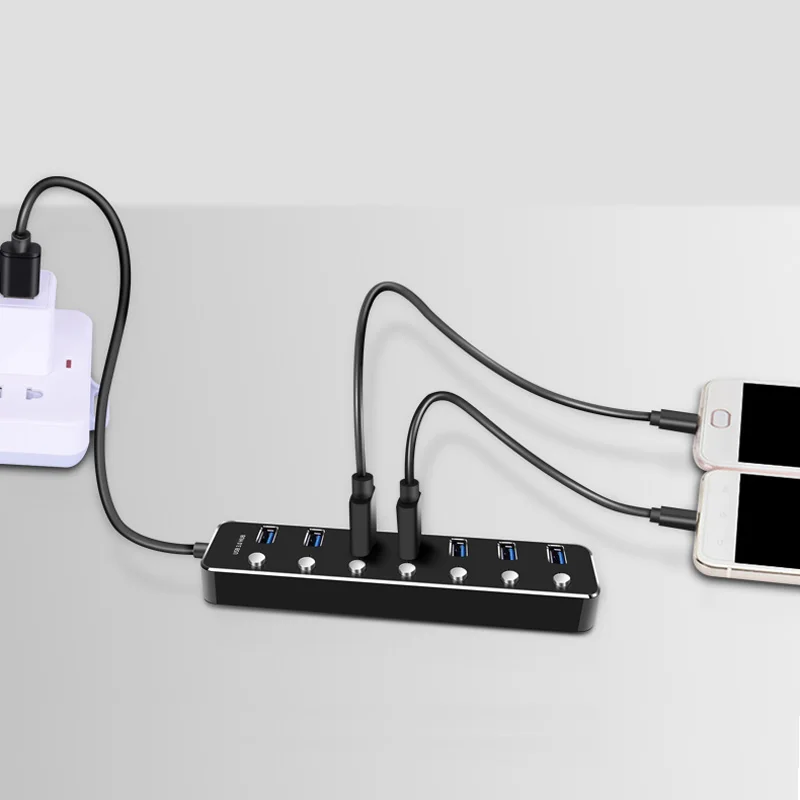 USB3.0 алюминиевый 4/7 порт концентратор Высокоскоростной разветвитель 5Gbs USB 3,0 концентратор вкл/выкл переключатель для MacBook Pro ноутбук концентратор компьютера кабель