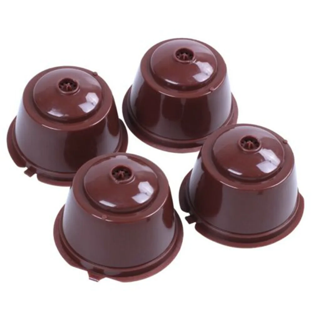 4pcs Refillable Reusable Coffee Capsules Filter with Spoon Brush for Dolce Gusto replacement accessories
