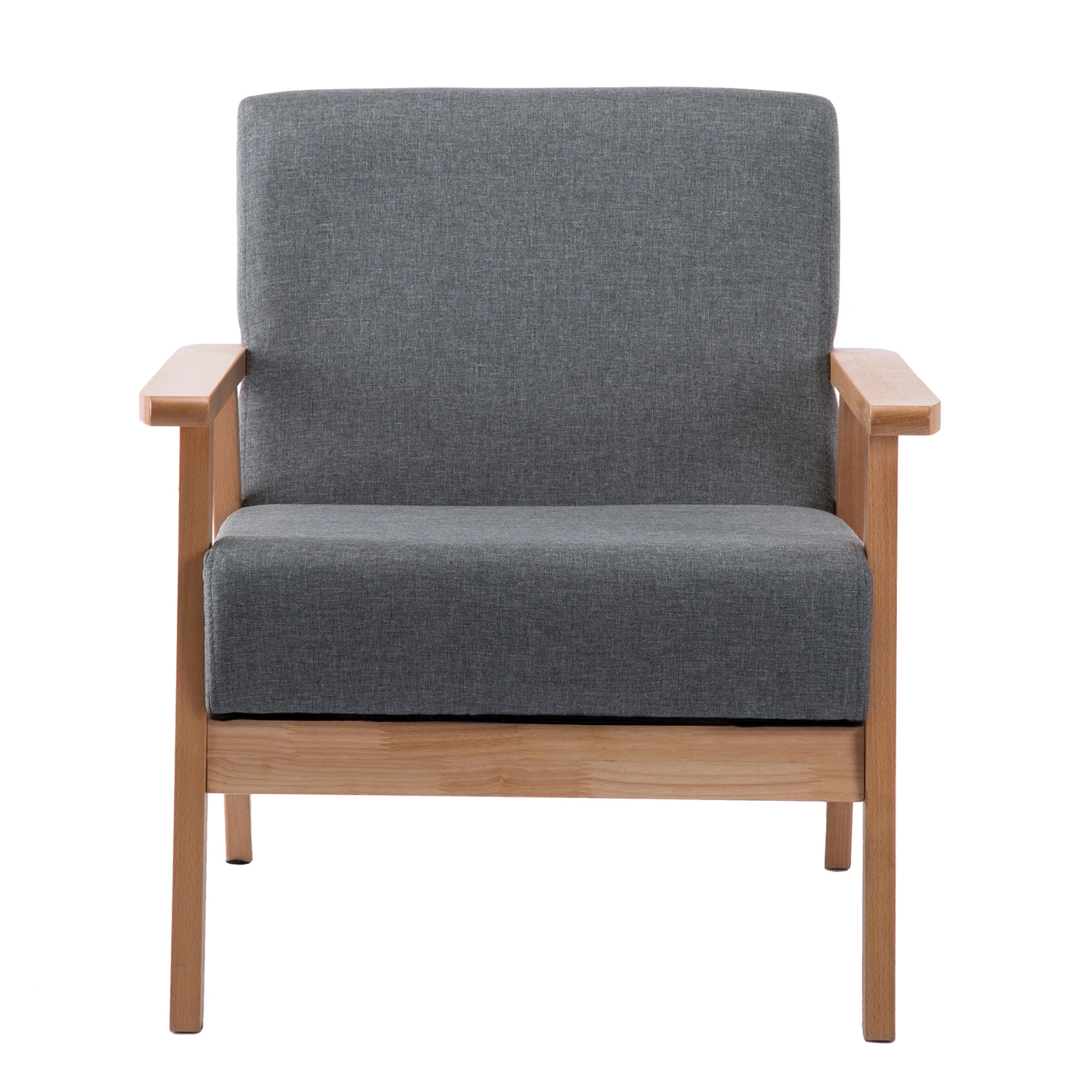 Set of 1 Armchair Modern Retro Scandinavian Lazy Sofa Leisure Lounge Fabric Beech Leg Gray for Living Room Bedroom Balcony Salon | Мебель