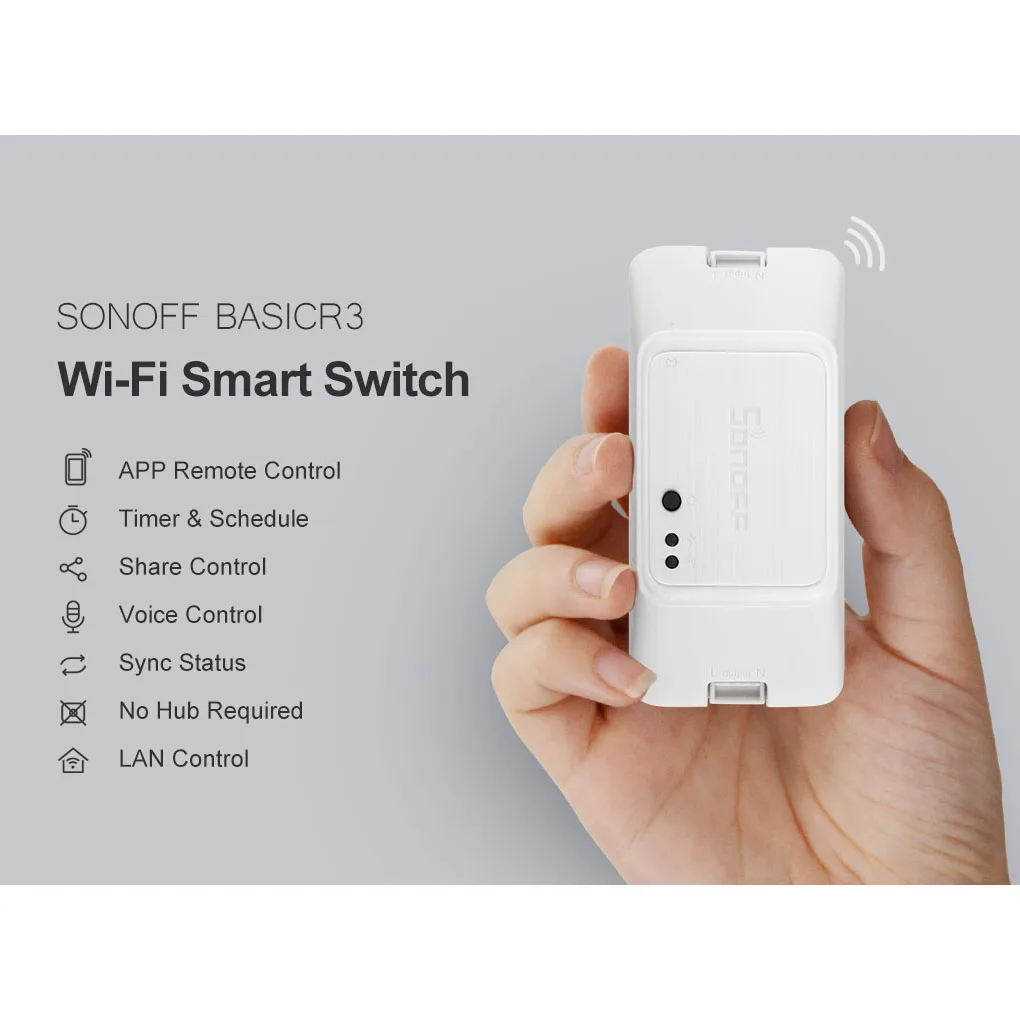 Умный выключатель SONOFF BASICR3 WIFI DIY светильник с таймером Поддержка APP/Voice/LAN