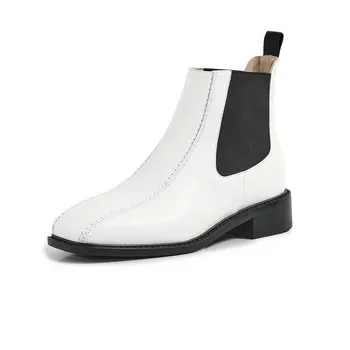 

Genuine leather Women Ankle Boots Winter low Heels Party Office Shoes Woman Warm Short Boots Big Size Chelsea Boots