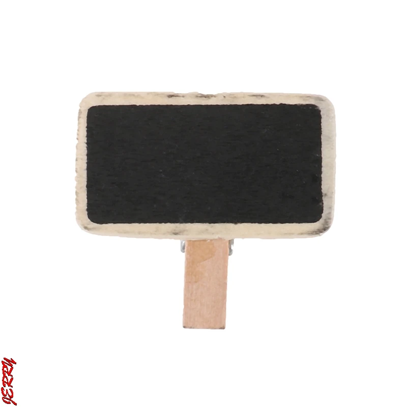 50Pcs Mini blackboard wood message slate rectangle clip clip panel card memos label