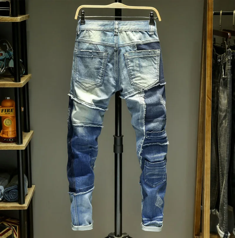 Мужские джинсы, облегающие джинсы Homme, рваные джинсы Spijkerbroeken Heren, байкерские Стрейчевые штаны, узкие брюки, теплые брюки Pantalon люкс
