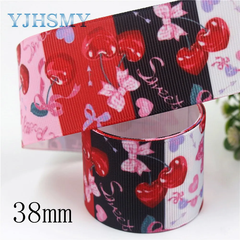 YJHSMY I-19906-2093, 38 мм 10 ярдов десертная лента термопереводной рисунок Grosgrain, Подарочная упаковка DIY материал
