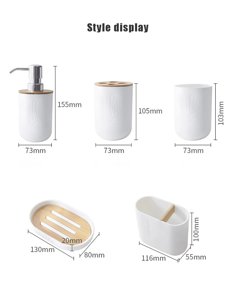 BAISPO бамбуковый прибор для очищения дозатора мыла/держатель зубной щетки/стакан/мыльница домашние пластиковые наборы аксессуаров для ванной комнаты