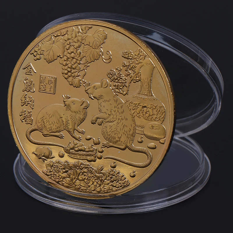 Год крысы памятная монета Китайский Зодиак сувенир вызов монета золото/серебро