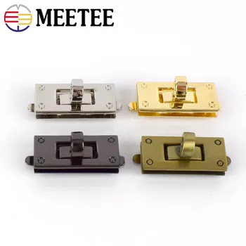

Meetee 2/5pcs 35X15mm Rectangle Metal Bag Lock Clasp Handbag Twist Turn Buckles DIY Luggage Mortise Closure Leather Accessories