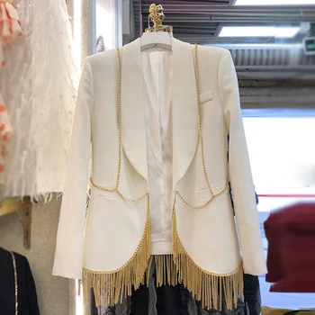 

HIGH STREET 2020 Stylish Designer Blazer Women's Metal Chain Tassel Blazer Jacket