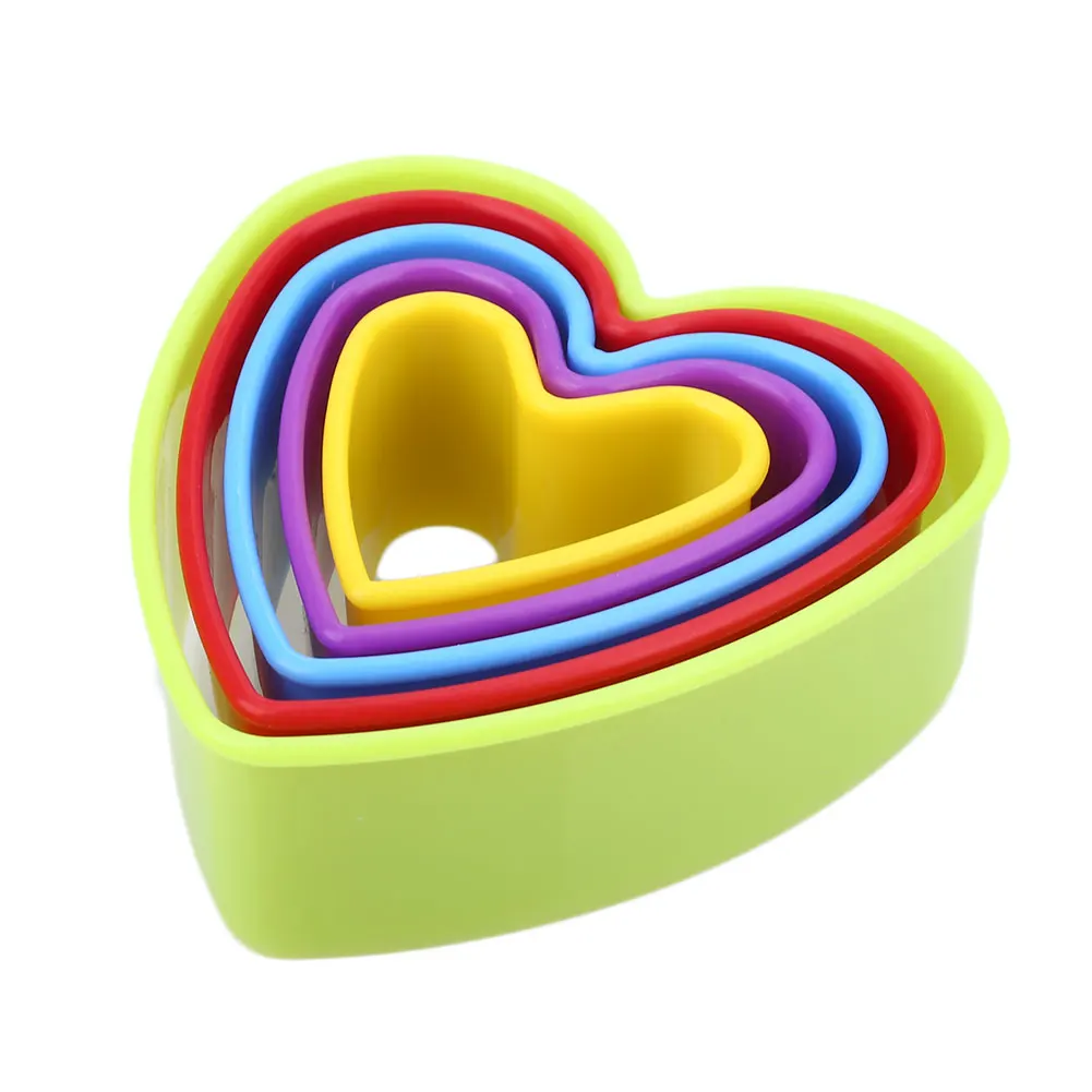 Heart shaped 5 шт./компл. Рождество 3D печенье с мастикой формы украшения выпечки инструмент многоцветный - Цвет: Heart shaped