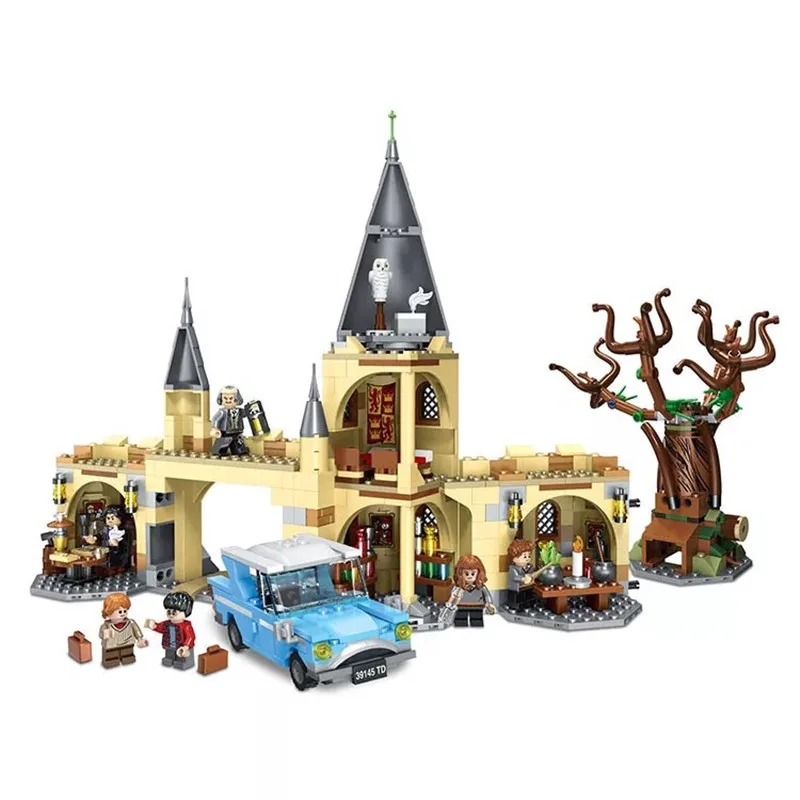 

JP39145 Big Movie Legoing Harryly Potters Hogwarts City Gate and Hitting Willow Children Building Blocks Toy Birthday Gift
