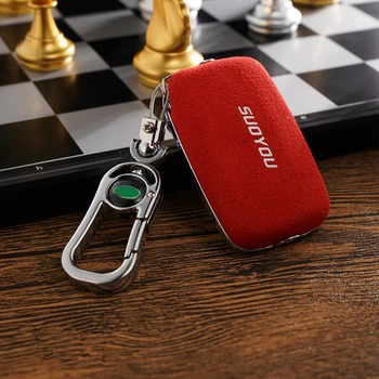 

For Land Rover A9 Range Sport Evoque Freelander 2 Jaguar XE XJ XJL XF C-X16 V12 Guitar FX Typ Velar 5 Suede Leather Car key case